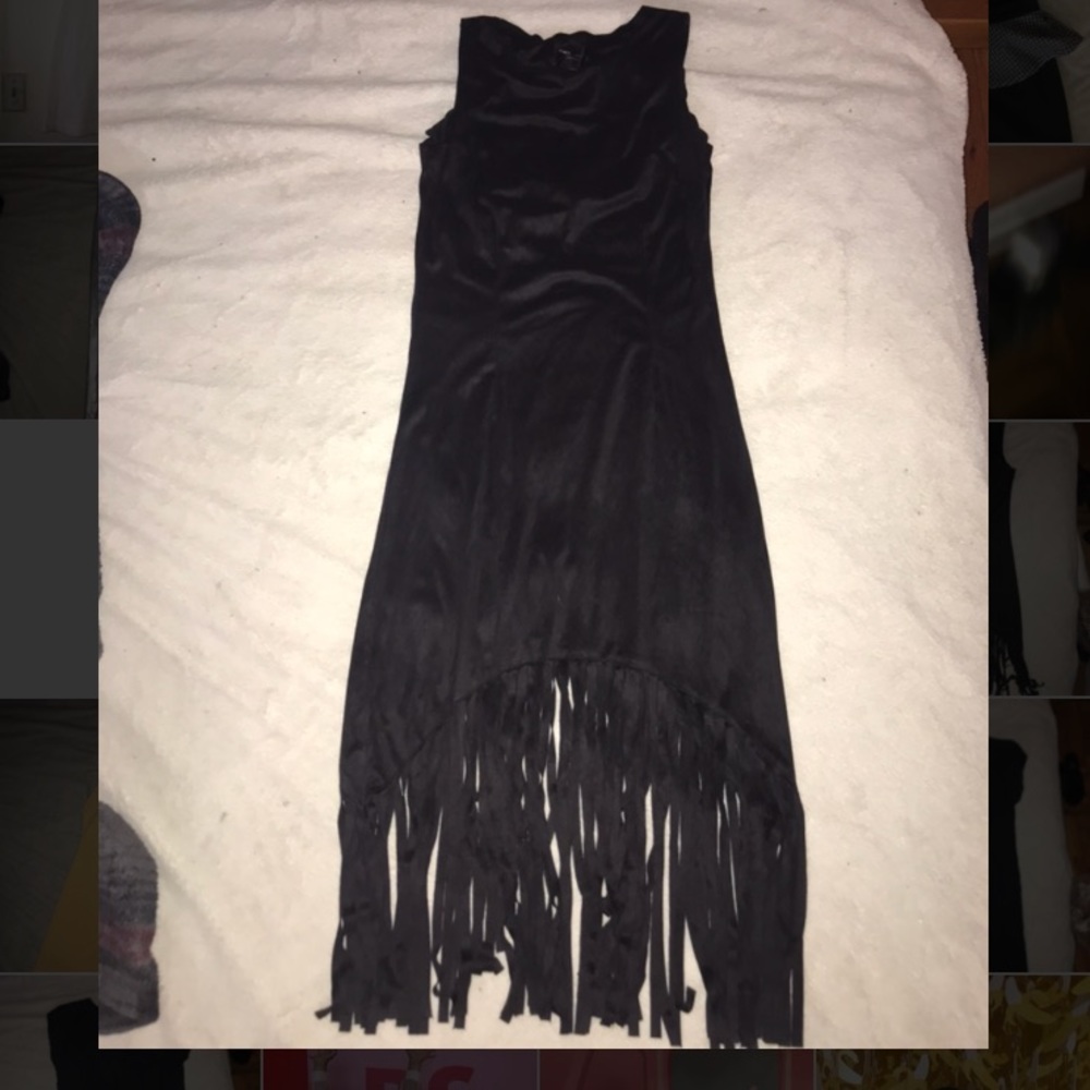 Fringe faux suede dress